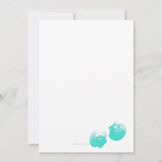 Moderne Aqua Blue Seashell Hochzeitsfeiern Einladung (Rückseite)