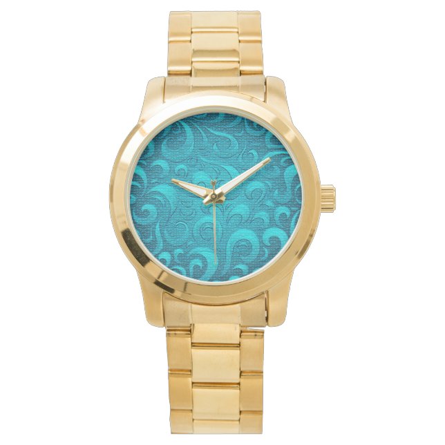 Moderne Aqua Blue Trendy Armbanduhr (Vorderseite)