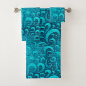 Moderne Aqua Blue Trendy Badhandtuch Set (Insitu)