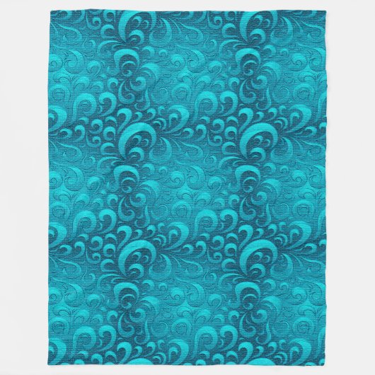 Moderne Aqua Blue Trendy Fleecedecke (Vorderseite)