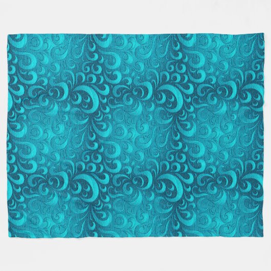 Moderne Aqua Blue Trendy Fleecedecke (Vorderseite (Horizontal))