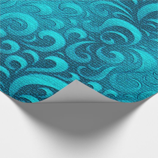 Moderne Aqua Blue Trendy Geschenkpapier (Ecke)