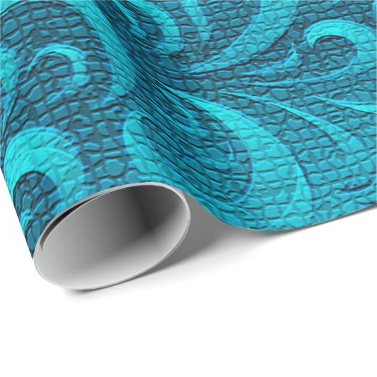 Moderne Aqua Blue Trendy Geschenkpapier (Rolleneckpunkt)