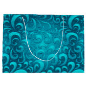 Moderne Aqua Blue Trendy Große Geschenktüte (Rückseite)