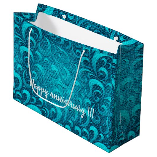 Moderne Aqua Blue Trendy Große Geschenktüte (Vorderseite Schrägansicht)