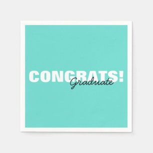 Moderne Aqua Blue Typografy Glückwunschs Graduate Serviette
