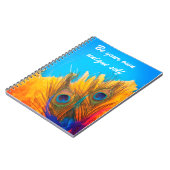 Moderne Aqua Blue und Yellow Peacock Feathers Notizblock (Linke Seite)