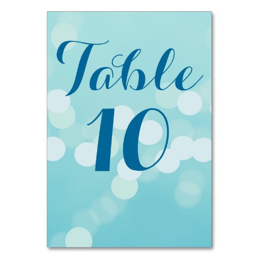 Moderne Aqua Blue Wedding Tischnummer Card (Vorderseite)