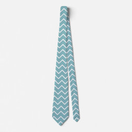 Moderne Aqua Blue & White Zickzack Zig Zag Neck Ti Krawatte
