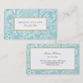 Moderne Aqua Floral Business Cards Visitenkarte (Vorne/Hinten)