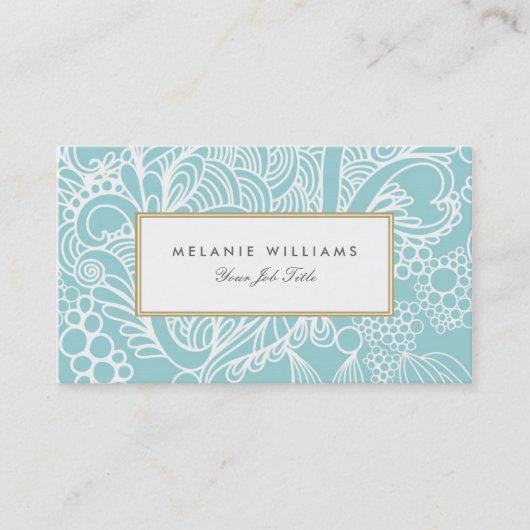 Moderne Aqua Floral Business Cards Visitenkarte (Vorderseite)