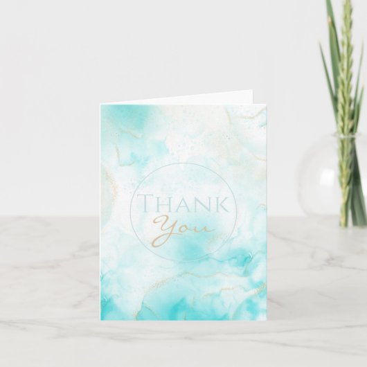 Moderne Aqua Gold Alkohol Am Meer Dankeskarte (Vorderseite)