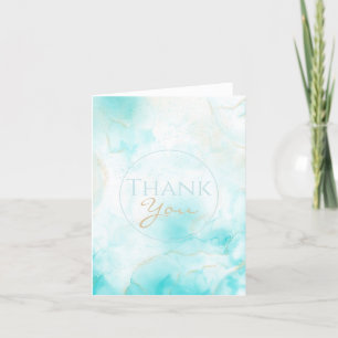 Moderne Aqua Gold Alkohol Am Meer Dankeskarte