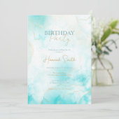 Moderne Aqua Gold Alkohol Am Meer Einladung (Stehend Vorderseite)