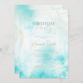 Moderne Aqua Gold Alkohol Am Meer Einladung (Vorne/Hinten)