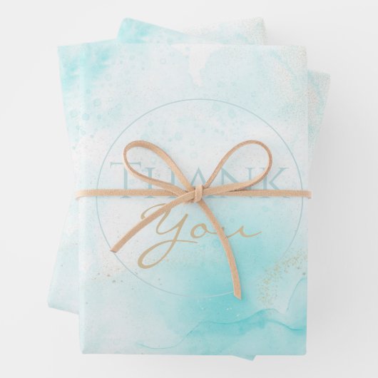 Moderne Aqua Gold Alkohol Am Meer Geschenkpapier Set (Beispiel)