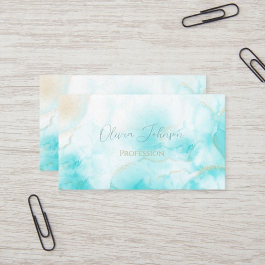 Moderne Aqua Gold Alkohol Am Meer Visitenkarte (Vorderseite/Rückseite Beispiel)