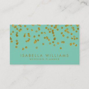 Moderne Aqua & Gold Confetti Business Card Visitenkarte