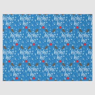 Moderne Aqua Ho-Ho-Ho Weihnachts-Schrift-Decoupage Seidenpapier