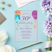 Moderne Aqua Lila Balloons 30. Geburtstag Party Acryleinladungen (In Situ (Hochzeit))