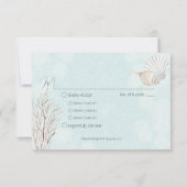 Moderne Aqua Ocean Muscheln Hochzeitsessen RSVP Karte (Rückseite)
