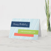 Moderne Aqua Stripes Vater Geburtstag Karte (Vorderseite)