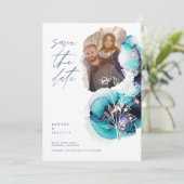 Moderne Aqua Tasis Foto Save The Date (Stehend Vorderseite)
