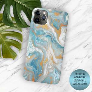 Moderne aqua Türkis Blau Gold Kunst Muster Case-Mate iPhone Hülle