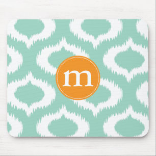 Moderne Aqua-Türkis Ikat Diamanten personalisiert Mousepad