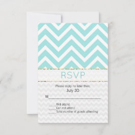 Moderne Aqua Zickzack Wedding RSVP Card Karte