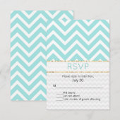 Moderne Aqua Zickzack Wedding RSVP Card Karte (Vorne/Hinten)