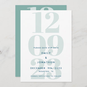 Moderne Aquamarin Datumstyppografie Save The Date