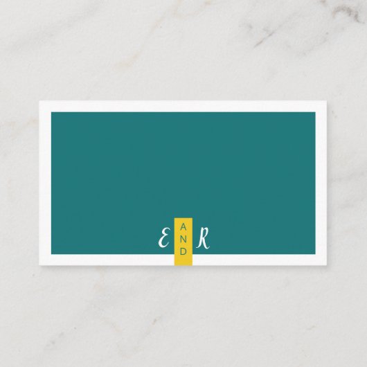 Moderne aquamarin-gelbe Hochzeitswebsite Begleitkarte (Rückseite)