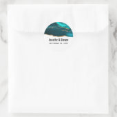 Moderne Aquamarin & Gold Agate Abstrakt Hochzeit Runder Aufkleber (Tasche)