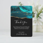 Moderne Aquamarin & Gold Agate Stone Abstrakt Viel Dankeskarte (Stehend Vorderseite)