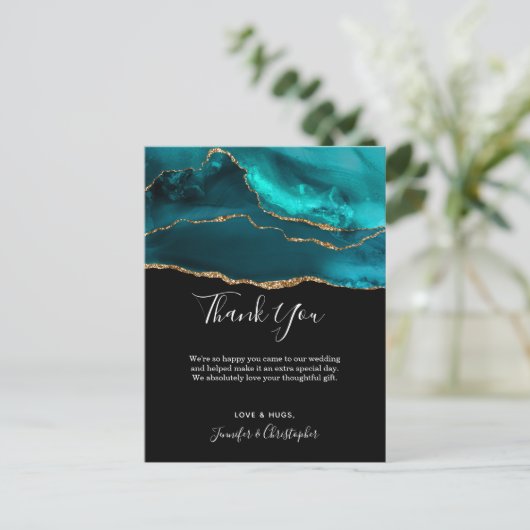 Moderne Aquamarin & Gold Agate Stone Abstrakt Viel Postkarte (Stehend Vorderseite)