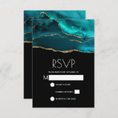 Moderne Aquamarin & Gold Agate Stone Abstrakte Hoc RSVP Karte (Vorne/Hinten)