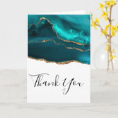 Moderne Aquamarin & goldfarbene Tasche mit White V Karte (Gelbe Blume)