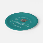 Moderne Aquamarin Graduate Custom Graduate Party Pappteller (Schrägansicht)