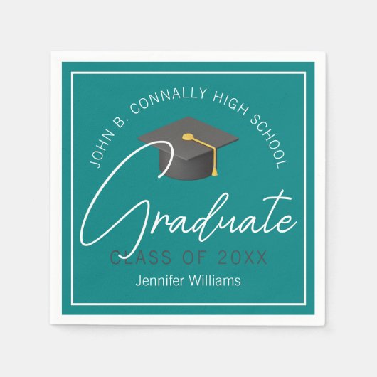 Moderne Aquamarin Graduate Custom Graduate Party Serviette (Vorderseite)