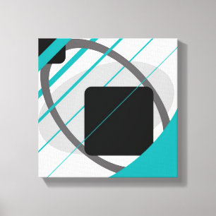Moderne Aquamarin Grau-Schwarz-Weiß-Leinwand Leinwanddruck