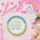 Moderne Aquamarin grüne Weihnachten froh | Urlaub Pappteller (Party)