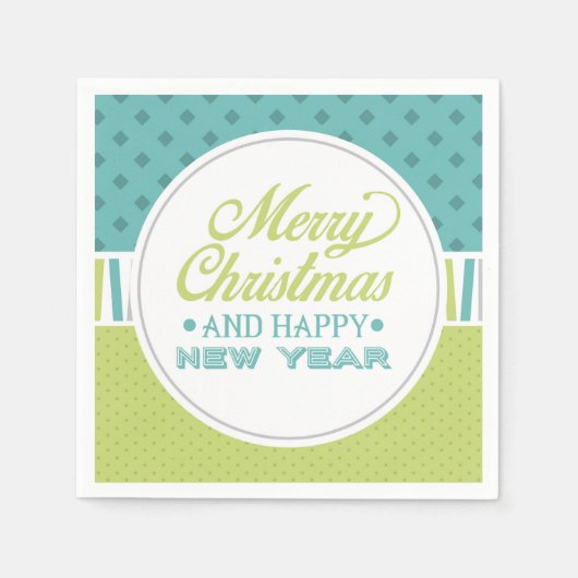 Moderne Aquamarin grüne Weihnachten froh | Urlaub Serviette (Vorderseite)