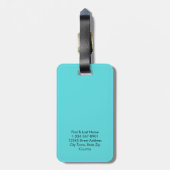 Moderne Aquamarin-Minimal-Monogram-kundenspezifisc Gepäckanhänger (Rückseite vertikal)