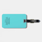 Moderne Aquamarin-Minimal-Monogram-kundenspezifisc Gepäckanhänger (Rückseite horizontal)