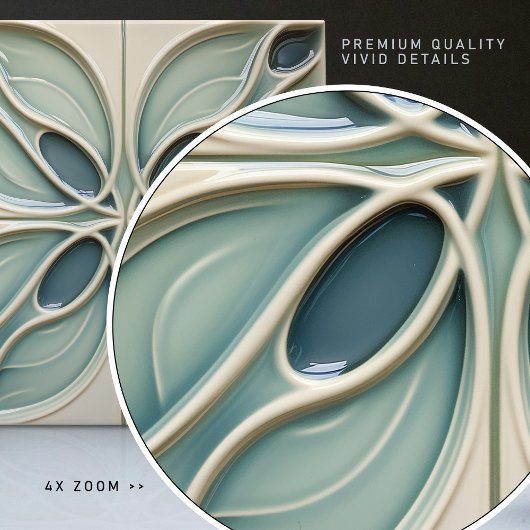 Moderne Aquamarin Taupe Abstrakt Fliese