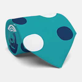 Moderne Aquamarin- und Navy-Polka Dot Neck Tie Krawatte