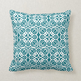 Moderne Aquamarin-weiße Abstrakte Musterküste Kissen