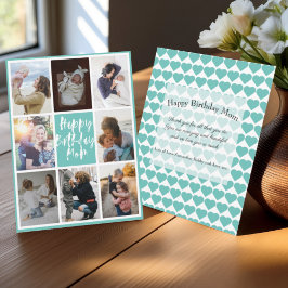 Moderne Aquamarine 8 Foto Collage Happy Birthday M