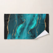 Moderne Aquamarine Agate & Gold Ribbon auf Black Badhandtuch Set (Handtuch)